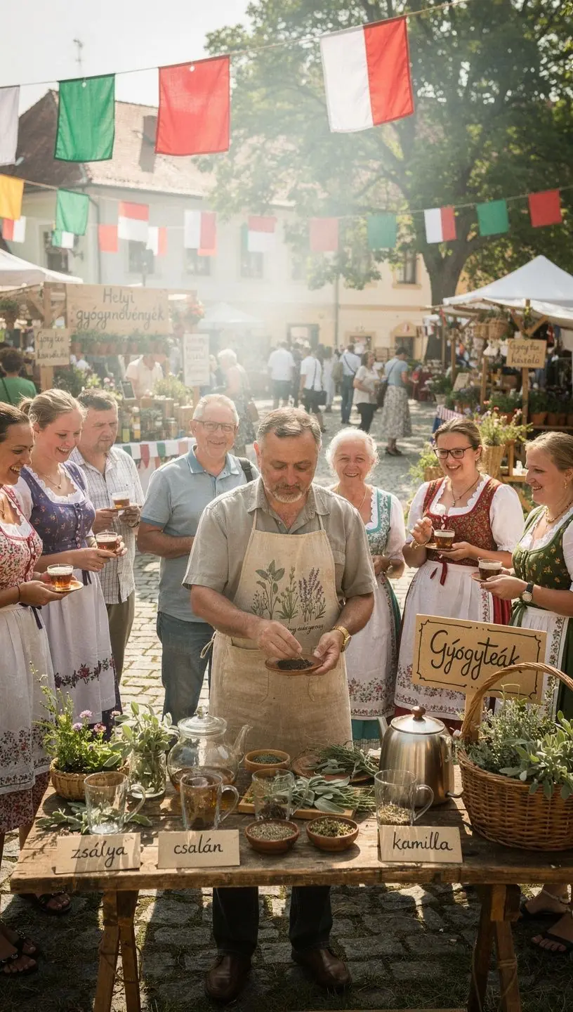 Zsálya tea üvegpalackban, háttérben mediterrán növényekkel.